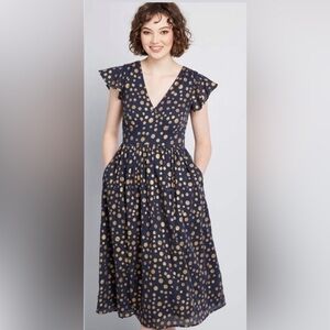 Modcloth "Truly You" midi dress with pockets - size XS, extra-small